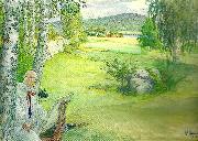 Carl Larsson paradiset-sjalvportratt i landskap